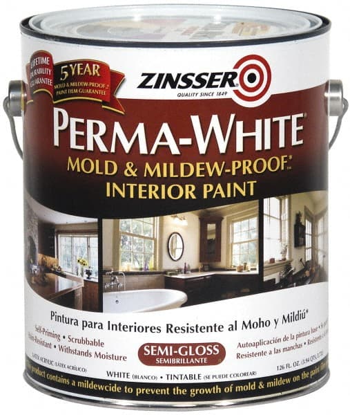 Zinsser 2761 Latex Paint: 10 gal, Semi-Gloss, White 