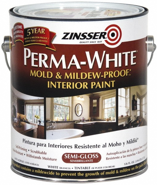 Acrylic Interior Paint Paint: 1 gal, Semi-Gloss Finish, White - Indoor, Less than 50 g/L & 0.42 VOC