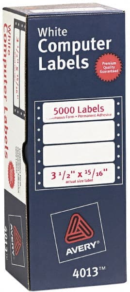 Pack of (5,000), 15/16" x 3-1/2", White Paper Dot Matrix Labels