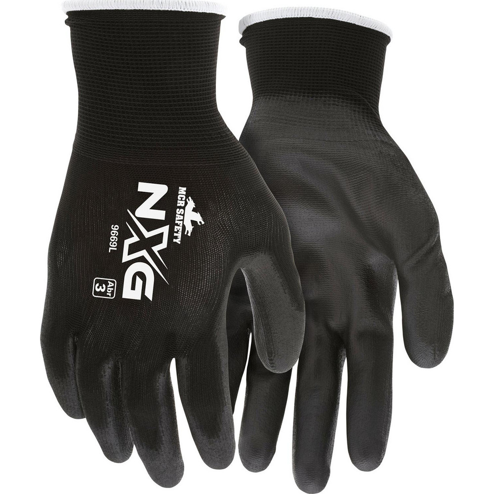 Size L Nylon General Protection Work Gloves - For General Purpose, Knit Wrist Cuff, Full Fingered, Black, Paired