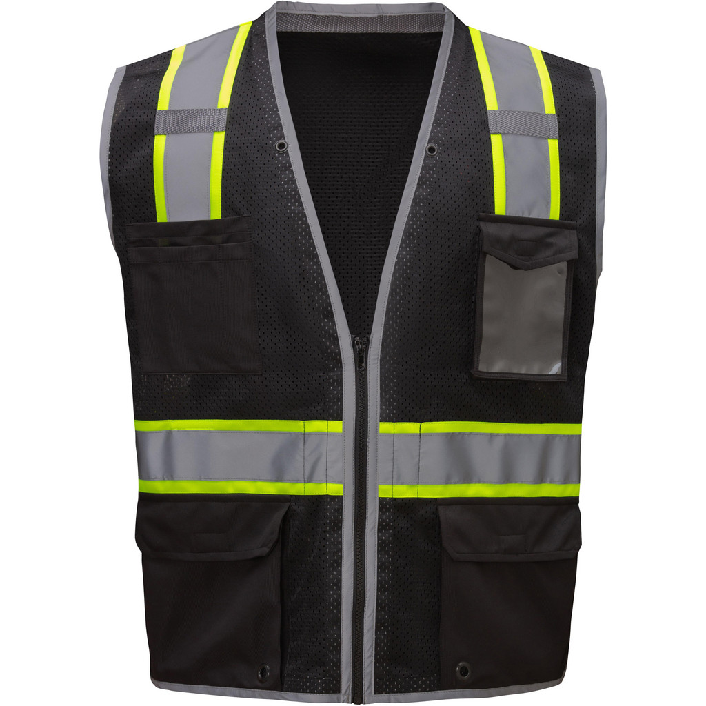 thumbnail image 2 of LINE2design High Visibility ANSI Safety Vest - EMS, Public Safety, Polyester, Large, Yellow With Navy Trim 2 of 4