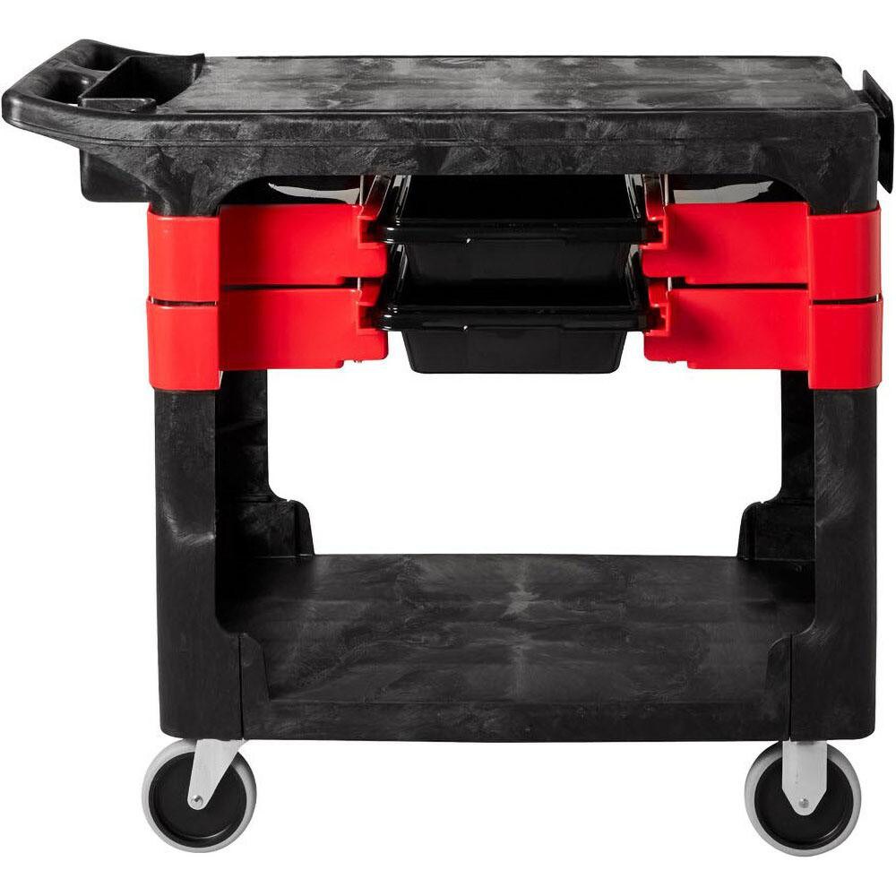 Trade Cart Mobile Work Center: 38" OAD, 2 Drawer, 2 Shelf