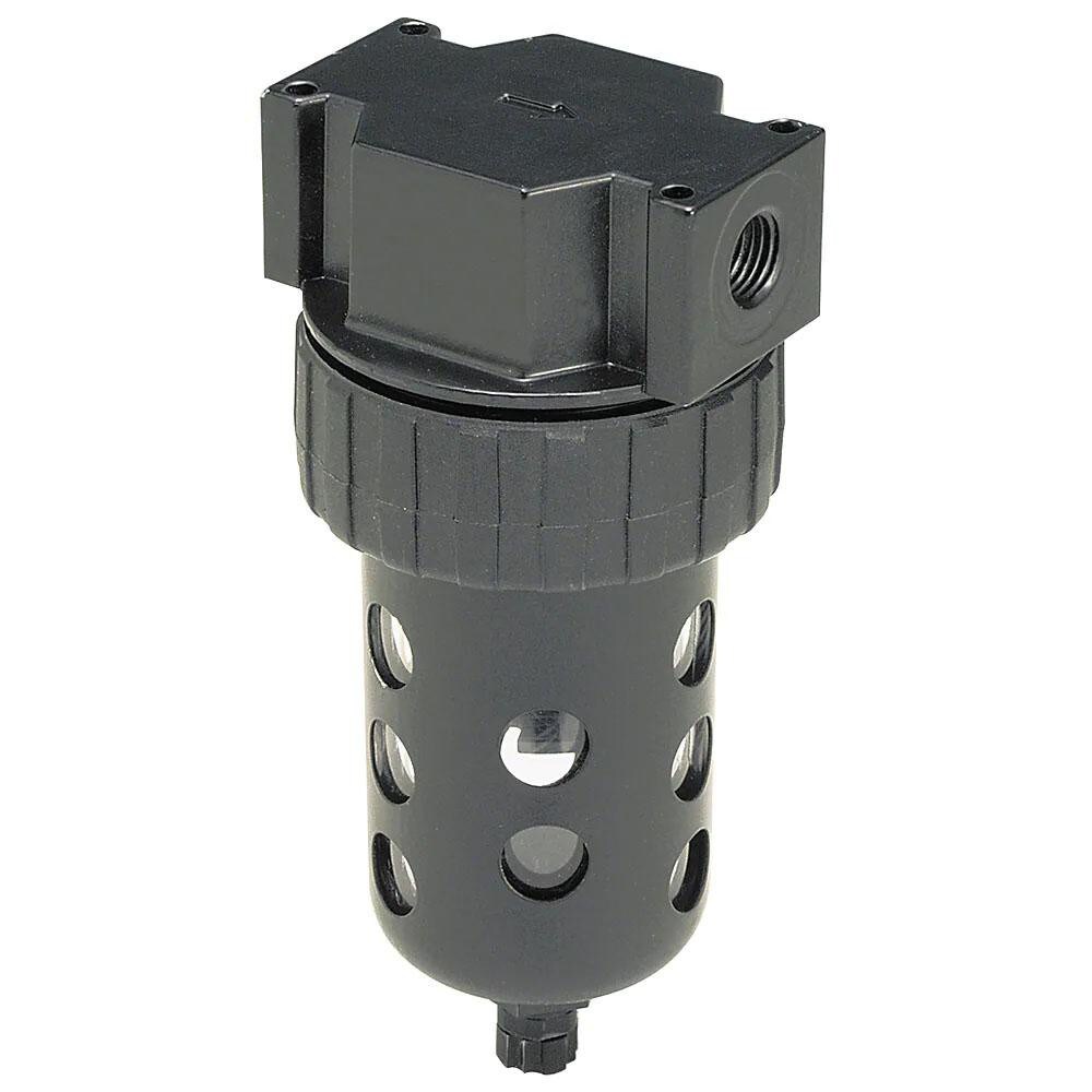 1/4" Port, 6.22" High x 2.81" Wide Intermediate Filter with Polycarbonate Bowl, Manual Drain