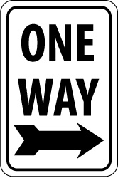 Parking Lot Sign: Rectangle, ONE WAY - Aluminum, Post, 24" High, 18" Wide