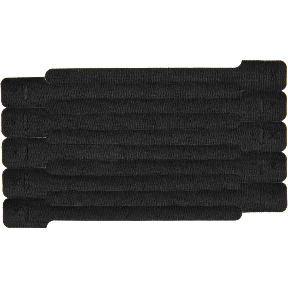 Cable Tie: 8" Long, Black, Nylon & Polyethylene, Hook & Loop Strap
