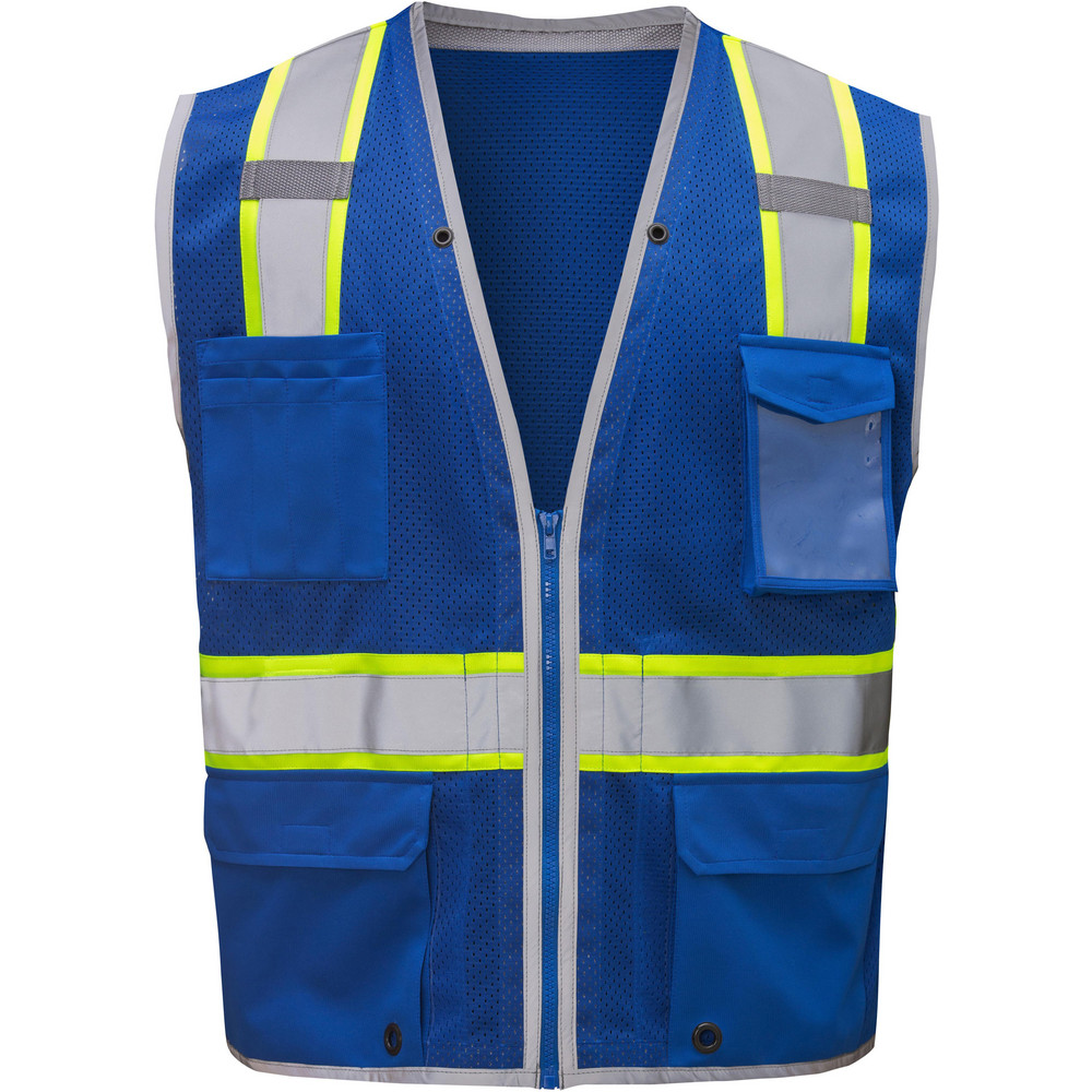 High Visibility Vest:  Large & X-Large, General Purpose Vest,  ANSI Class 1 - Blue,  6 Pocket