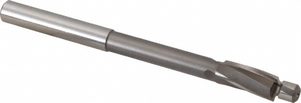 Solid Pilot Counterbore: 1/2" Dia, 11/32" Pilot, 3 Flutes - 5/16" Socket-Head Cap Screw Compatible, 7/16" Shank Dia, 6" OAL, High Speed Steel