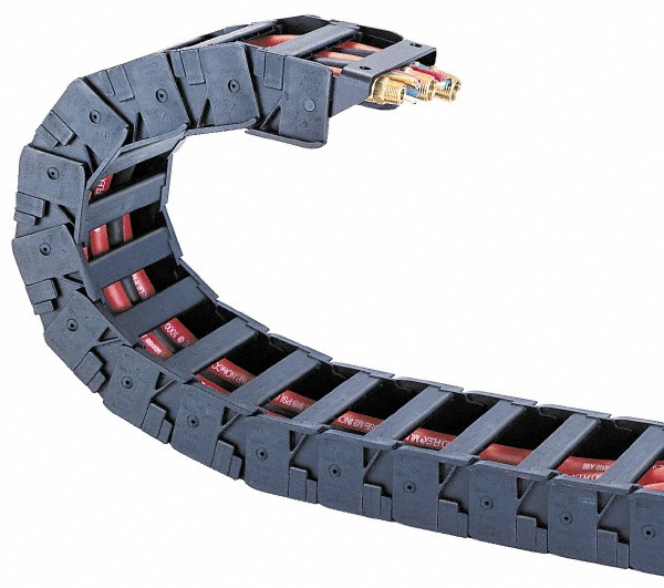 1 Ft. Long, Nylon, Fixed Open Cable and Hose Carrier - 1-1/2 Inch Inside Width x 0.98 Inch Inside Height, 2.12 Inch Outside Width x 1.34 Inch Outside Height, 3.7 Inch Bend Radius