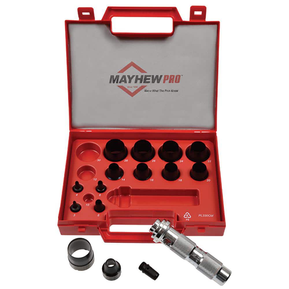Mayhew 66004 Hollow Punch Set: 16 Pc, 3 to 50 mm 