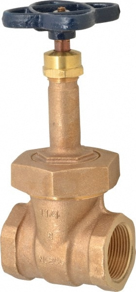 NIBCO NL1M00B Gate Valve: Rising Stem, 1-1/4" Pipe, Threaded, Bronze Image