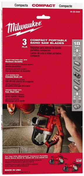 Portable Bandsaw Blade: 2' 11-3/8" Long, 1/2" Wide, 0.02" Thick, 18 TPI