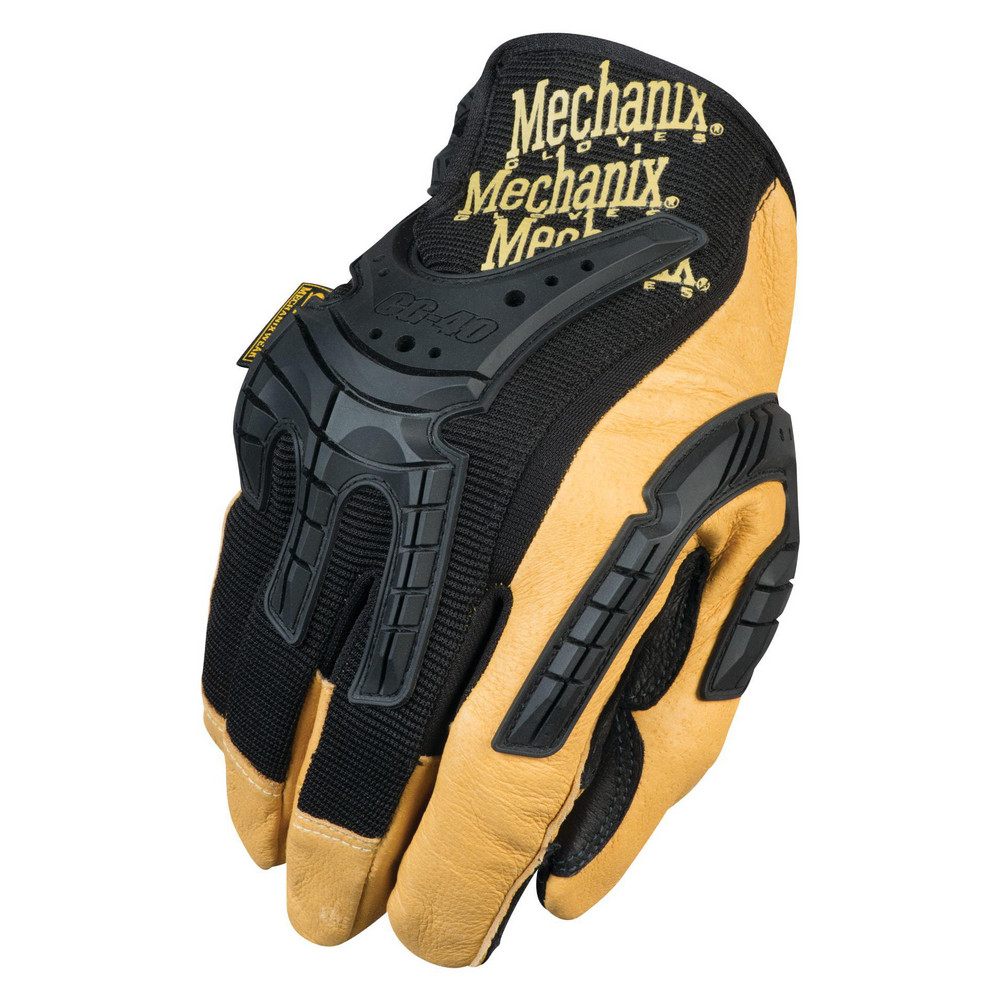 Work Gloves: Mechanix Wear CG40-75, Size Large, Leather Lined, Leather, Impact - Brown & Black, 12" OAL, Pair