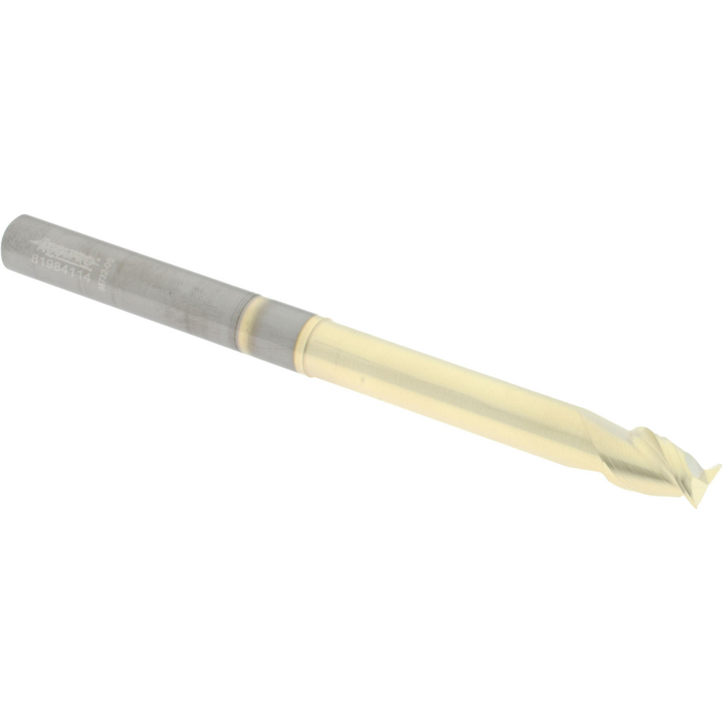 313886 Square End Mill: 5/16 Dia, 7/16 LOC, 5/16 Shank Dia, 4 OAL, 2 Flutes, Solid Carbide  