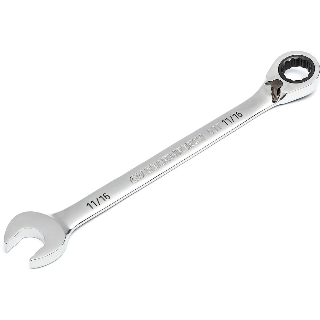 GEARWRENCH Combination Wrench: 11/16" Head Size, 15 deg Offset - 9.8500" OAL, Alloy Steel, Polished Finish | Part #86648