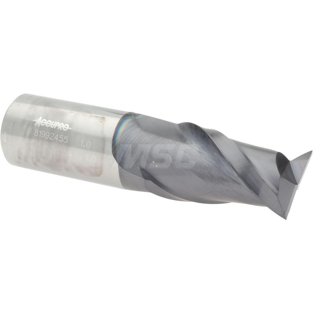 Accupro 12181250 Square End Mill: 1 Dia, 1-3/4 LOC, 1 Shank Dia, 4 OAL, 2 Flutes, Solid Carbide Image