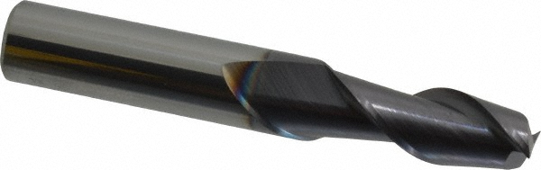 12181439 Square End Mill: 13/32 Dia, 1 LOC, 7/16 Shank Dia, 2-3/4 OAL, 2 Flutes, Solid Carbide  