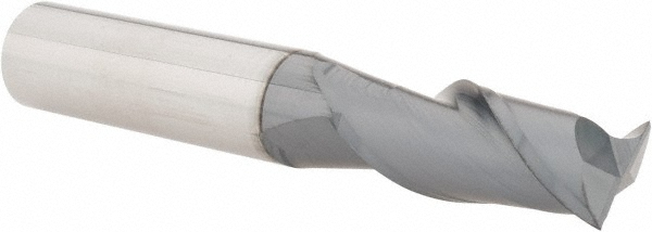12181448 Square End Mill: 7/16 Dia, 1 LOC, 7/16 Shank Dia, 2-3/4 OAL, 2 Flutes, Solid Carbide  