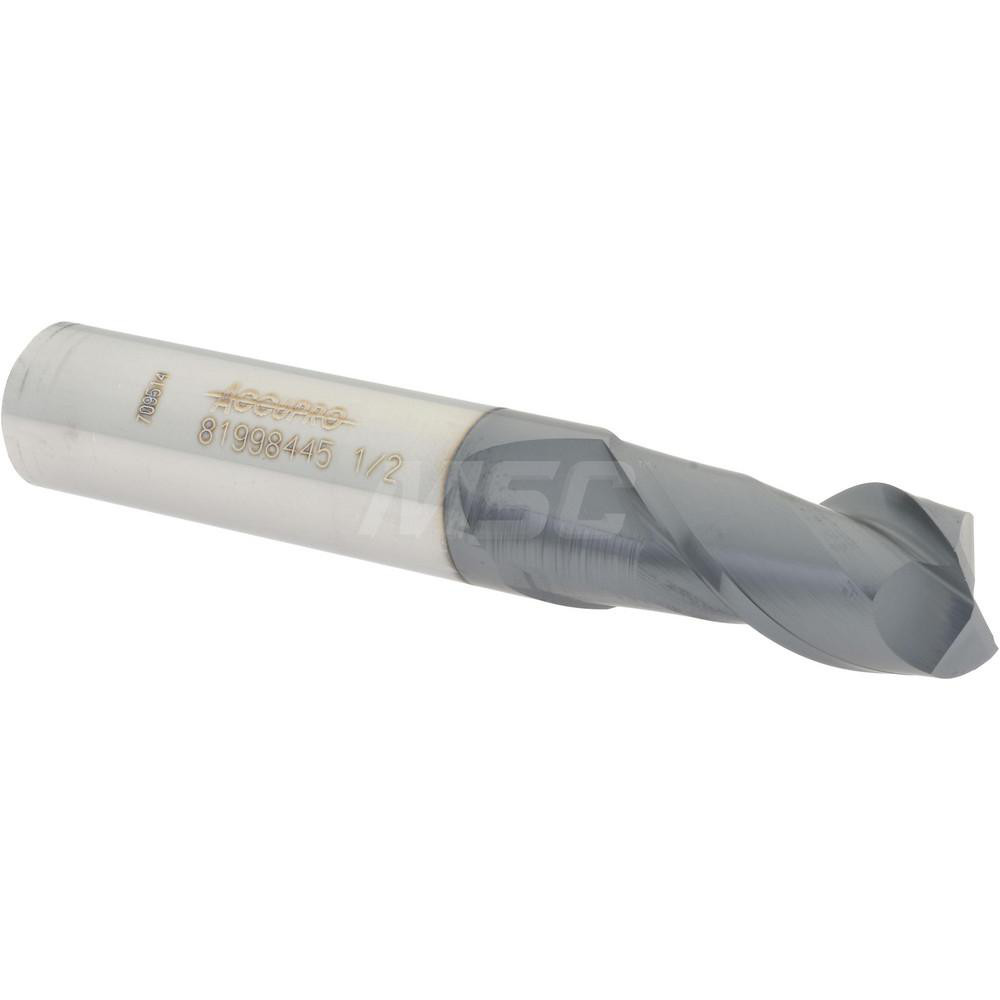 12181479 Square End Mill: 1/2 Dia, 1 LOC, 1/2 Shank Dia, 3 OAL, 2 Flutes, Solid Carbide  