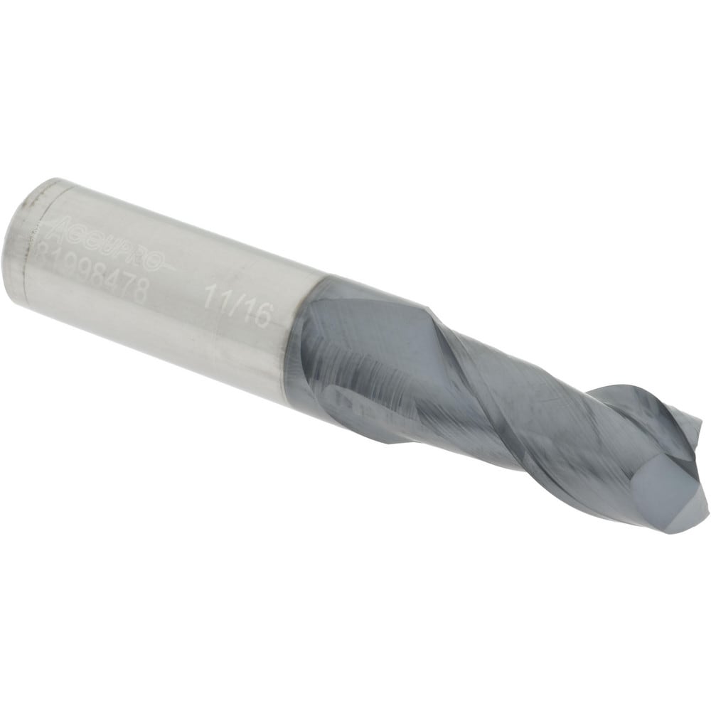 Accupro 12181526 Square End Mill: 11/16 Dia, 1-1/2 LOC, 3/4 Shank Dia, 4 OAL, 2 Flutes, Solid Carbide Image