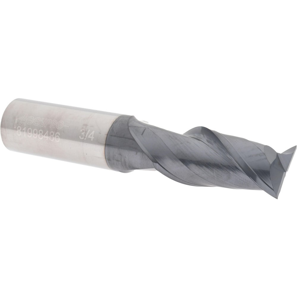 Accupro 12181548 Square End Mill: 3/4 Dia, 1-1/2 LOC, 3/4 Shank Dia, 4 OAL, 2 Flutes, Solid Carbide Image