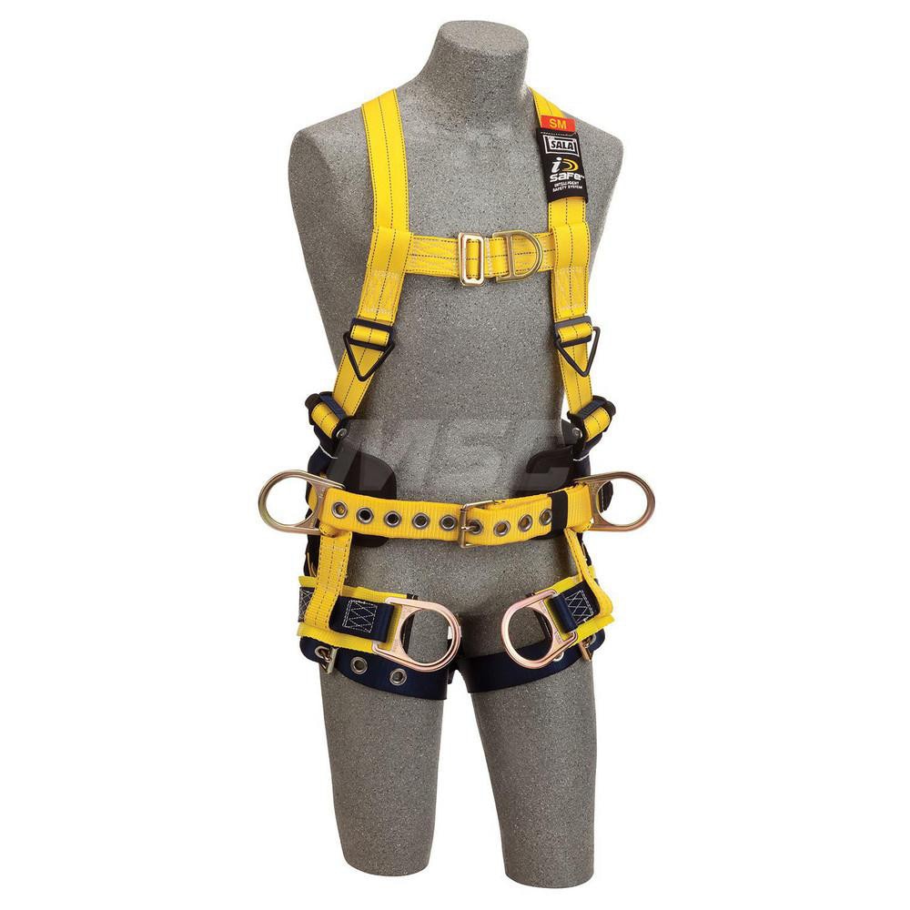 Fall Protection Harnesses: 420 Lb, Tower Climbers Style, Size Large, For Climbing, Polyester, Back Front & Side