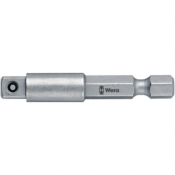 Socket Adapter: Square-Drive to Hex Bit, 1/4" Hex Male, 1/4" Square Female