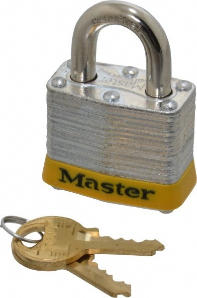 Lockout Padlock: Keyed Different, Laminated Steel, Steel Shackle, Yellow