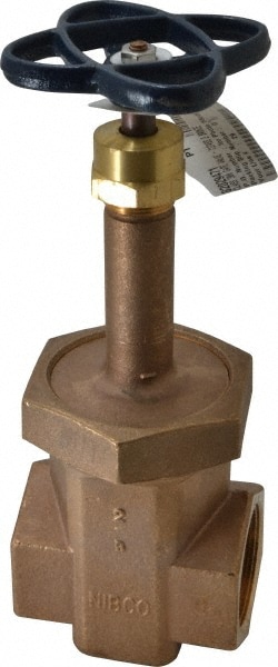 NIBCO NL2HS0D Gate Valve: Rising Stem with Stainless Steel Trim, 2" Pipe, Threaded, Bronze Image