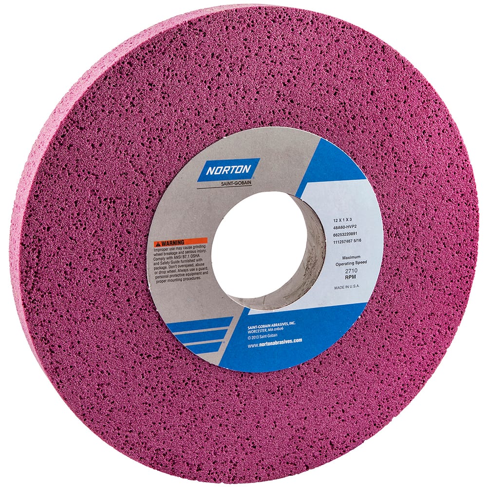 Norton 66253220891 Surface Grinding Wheel: 12" Dia, 1" Thick, 3" Hole, 60 Grit, H Hardness 