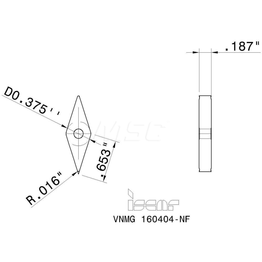 Iscar - Turning Insert: VNMG 331 NF IC 907, Solid Carbide