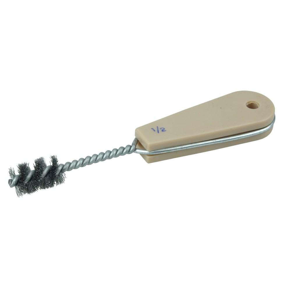 Power Tube Brush: 0.008" Wire Dia, Helical, Steel - 1" Brush Length, 6-1/2" OAL