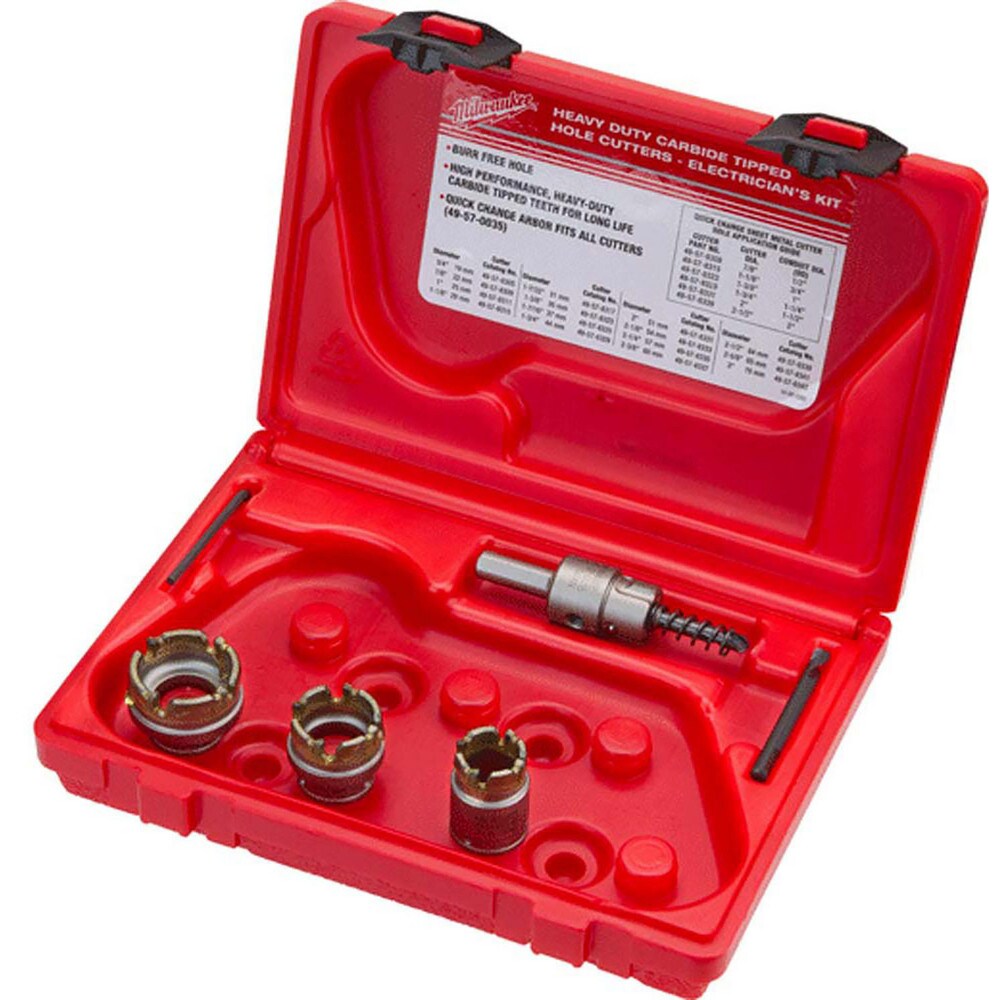 Electrician's Hole Saw Kit: 5 Pc, 7/8 to 1-3/8" Dia