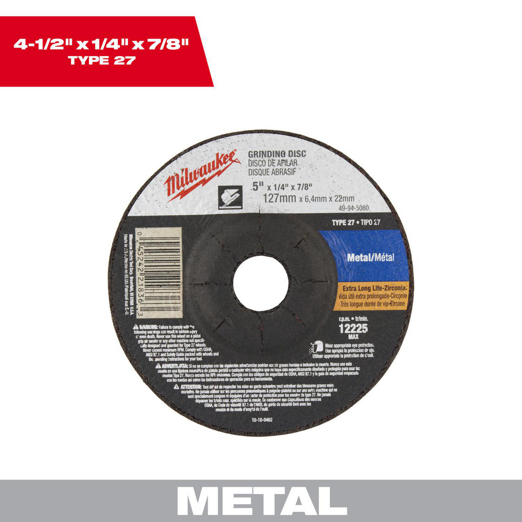 Milwaukee Tool & Cutting Grinding Wheel: | Part #49-94-4580