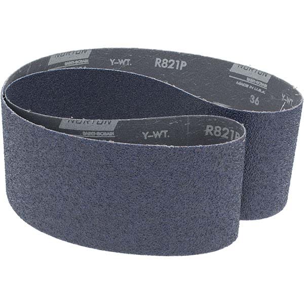 Abrasive Belt: 4" Wide, 54" Long, 36 Grit, Zirconia Alumina