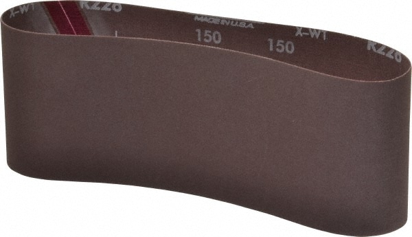 Abrasive Belt: 4" Width, 150 Grit, Aluminum Oxide