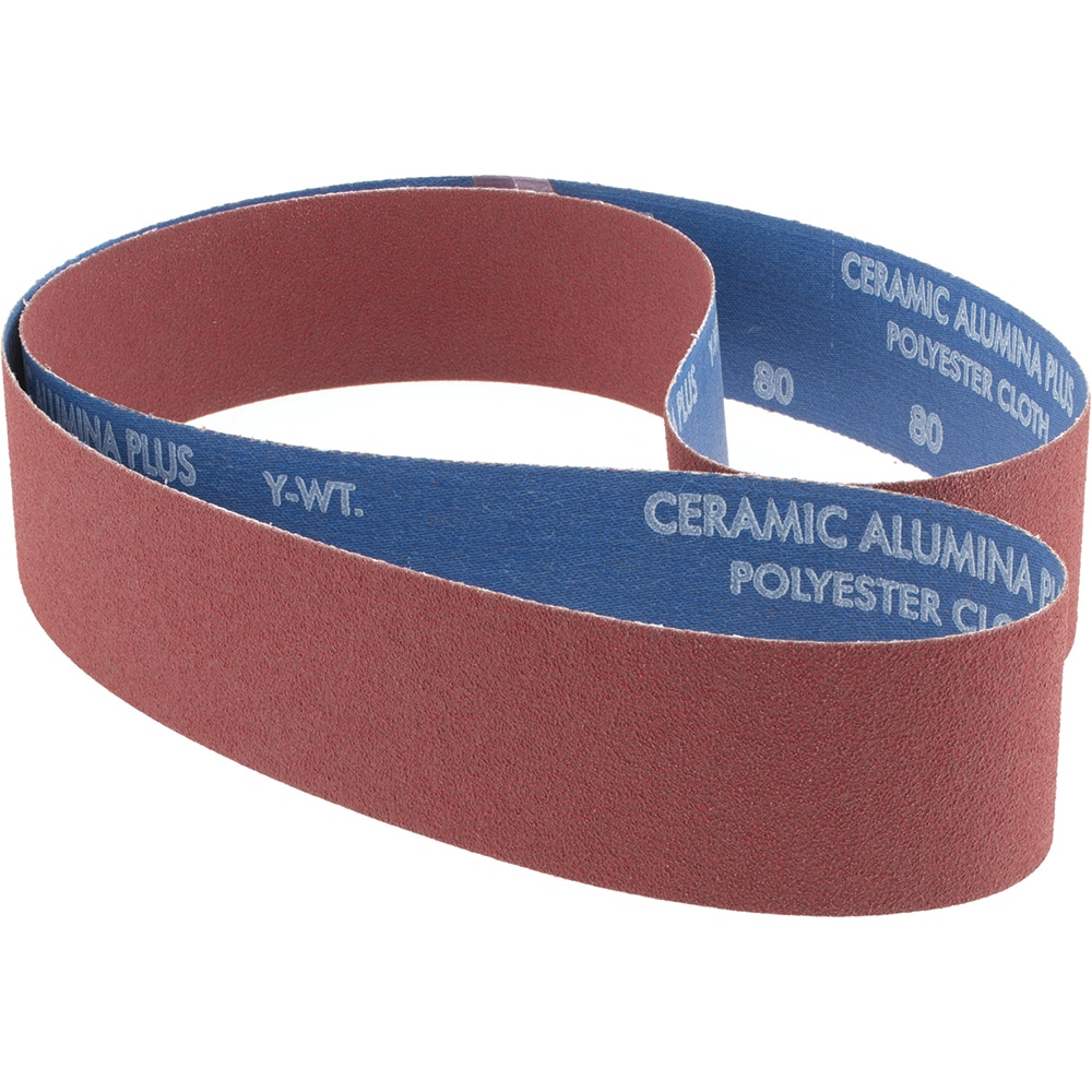 Abrasive Belt: 2" Wide, 60" Long, 80 Grit, Ceramic
