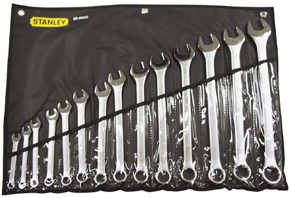 Stanley Combination Wrench Set: 14 Pc, 3/8 in - 1-1/4 in Wrench, Inch - Satin Finish | 4-Pack | Part #85-990