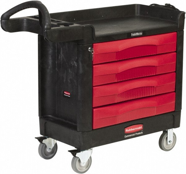 Mobile Workstation Mobile Work Center: 40-5/8" OAD, 4 Drawer, 2 Shelf
