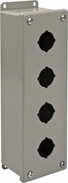 nVent Hoffman E4PB 4 Hole, 1.2 Inch Hole Diameter, Steel Pushbutton Switch Enclosure 