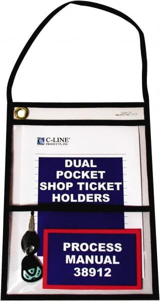 15 Pc Dual Pocket Stitched Hanging Shop Ticket Holder: Clear