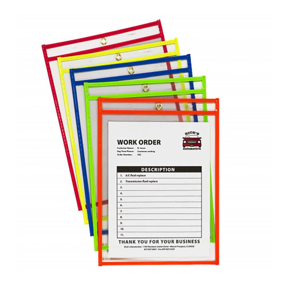 C-LINE. 43920 10 Pc Stitched Shop Ticket Holder: Neon Orange, Green, Red, Yellow & Pink 