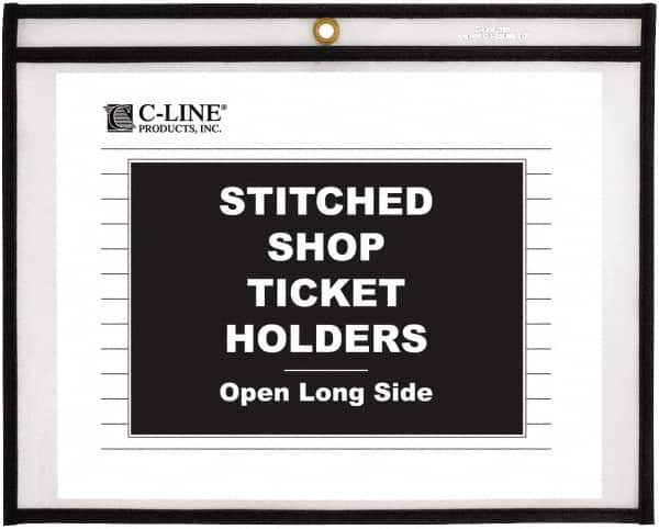 25 Pc Stitched Shop Ticket Holder-Open Long Side: Clear