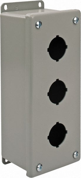 3 Hole, 1.2 Inch Hole Diameter, Steel Pushbutton Switch Enclosure