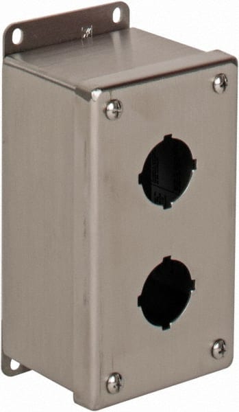 nVent Hoffman E2PBSS 2 Hole, 1.2 Inch Hole Diameter, Stainless Steel Pushbutton Switch Enclosure 