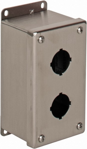 nVent Hoffman E2PBSS 2 Hole, 1.2 Inch Hole Diameter, Stainless Steel Pushbutton Switch Enclosure Image