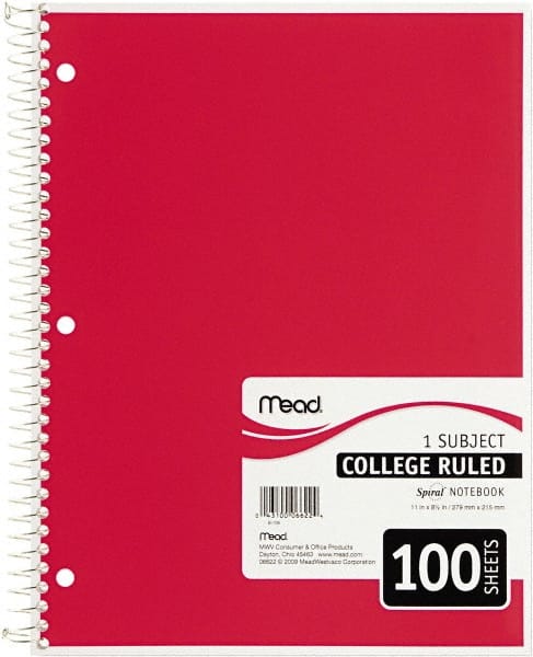 Mead - Notebook: 100 Sheets, College Ruled, White Paper - 82244435 - MSC  Industrial Supply
