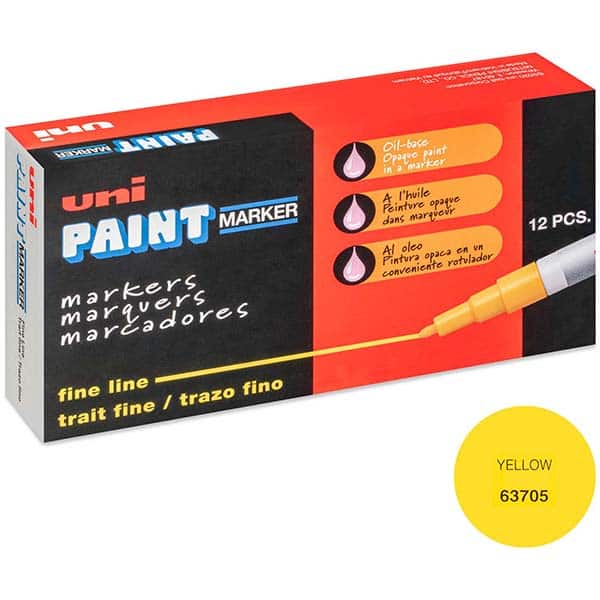 Paint Pen Marker: Yellow, Oil-Based, Line Point