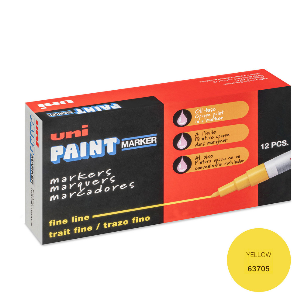 Paint Pen Marker: Yellow, Oil-Based, Line Point