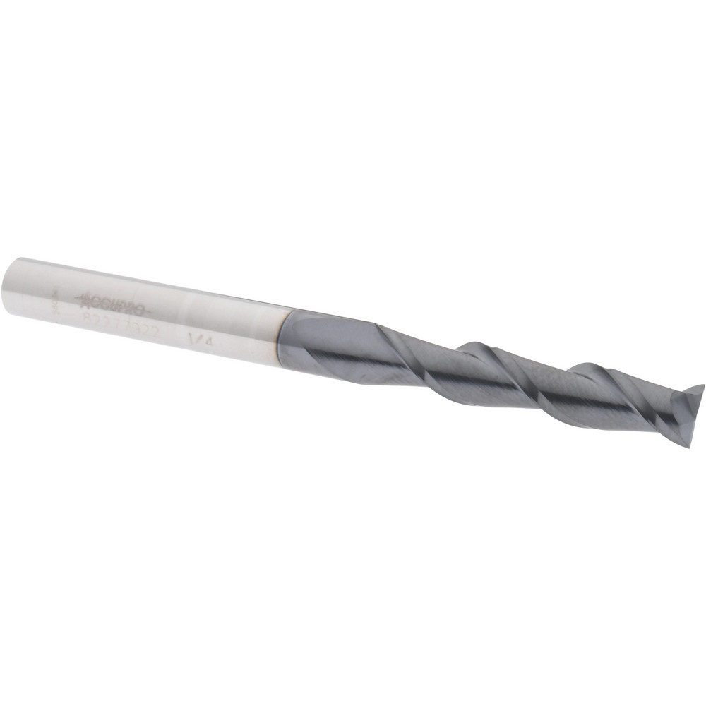 12181784 Square End Mill: 1/4 Dia, 1-1/4 LOC, 1/4 Shank Dia, 3 OAL, 2 Flutes, Solid Carbide  