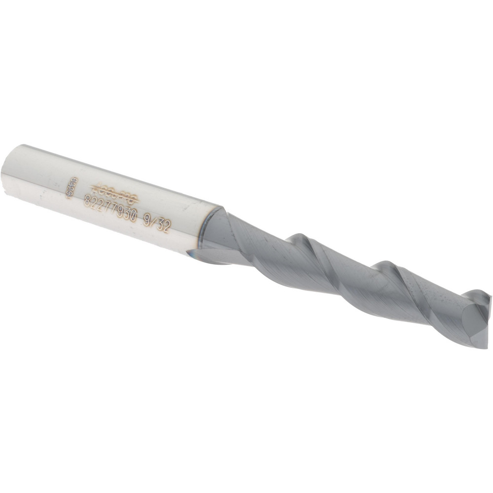 12181787 Square End Mill: 9/32 Dia, 1-1/4 LOC, 5/16 Shank Dia, 3 OAL, 2 Flutes, Solid Carbide  